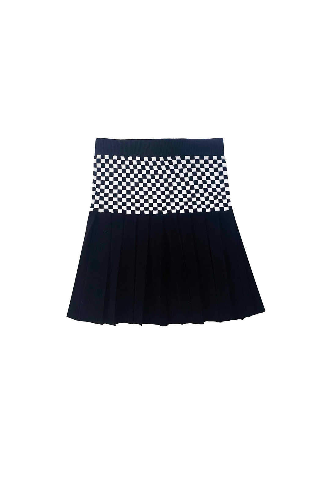 Checked Pleated Skirt / Black