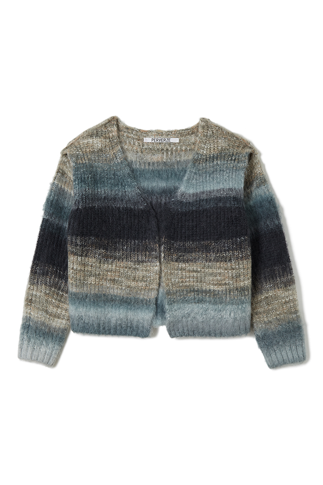 Gradient Stripe Wide Cardigan Gray