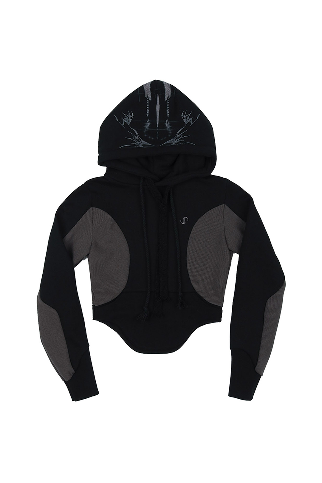 Curved Graphic Hoodie / Black